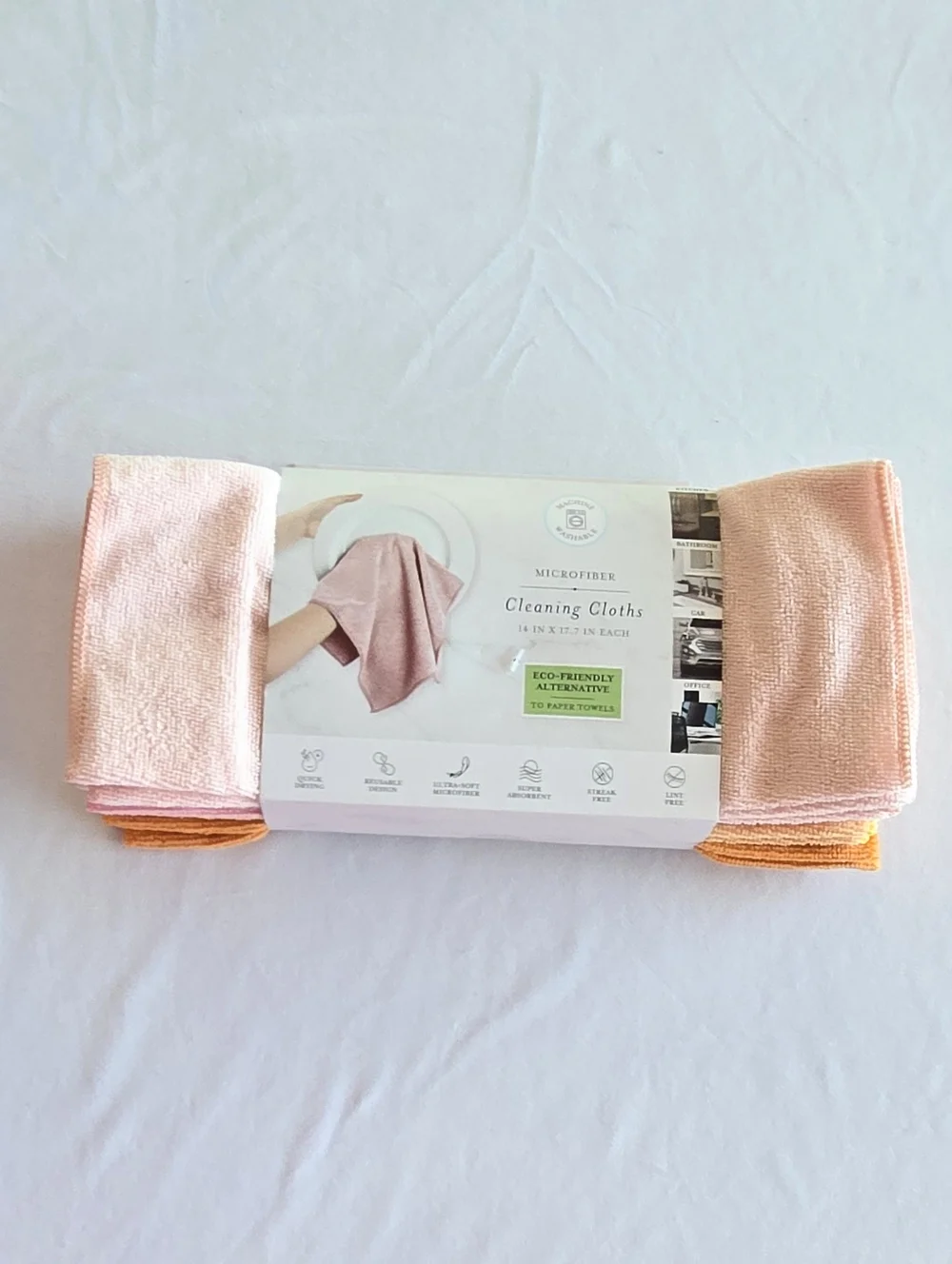 12 Pack Microfiber Cleaning Cloths Pink Yellow Home Cleaning Dusting Polishing